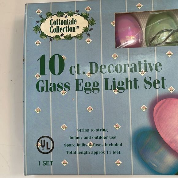 Vtg new in box 2001 Cottontale Collection 10 Decorative Glass Egg light set - Picture 2 of 5